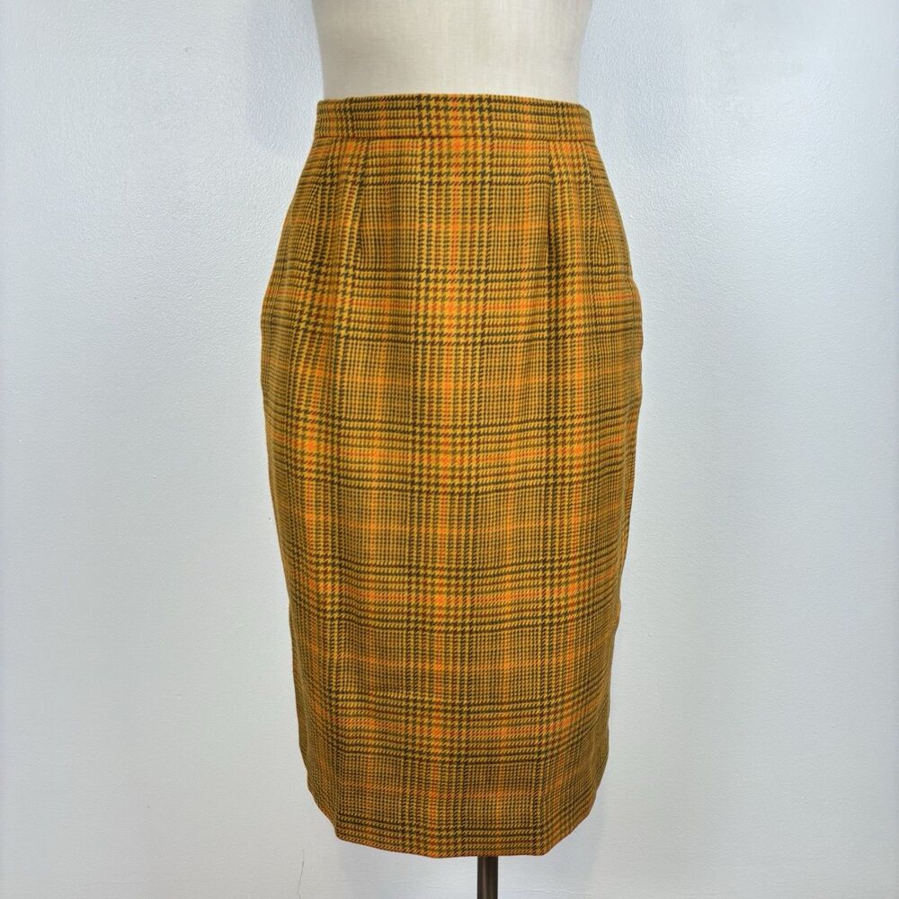 Vintage Carlisle Womens Wool High Waisted Pencil Skirt Autumnal Fall Colors 8